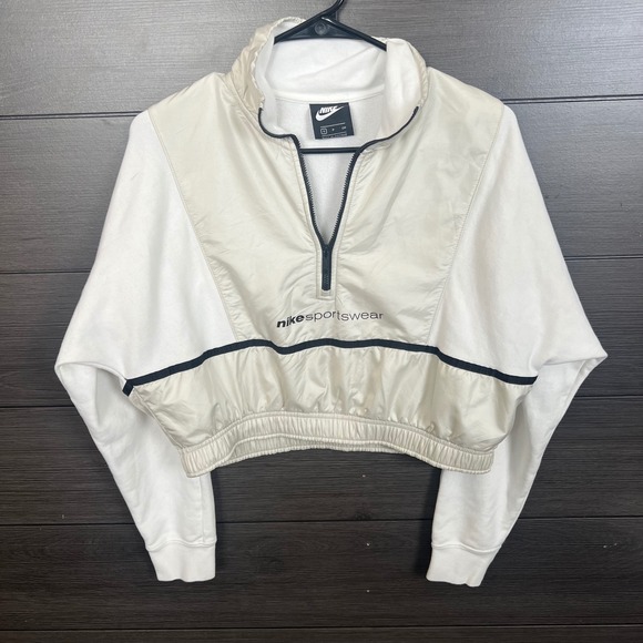 Nike Tops - Nike Women Cropped Pullover Sweatshirt Half Zip Cream Size S Streetwear